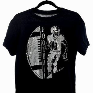 High Quality Football Player Rhinestone Bling Bling Short Sleeve T-shirt